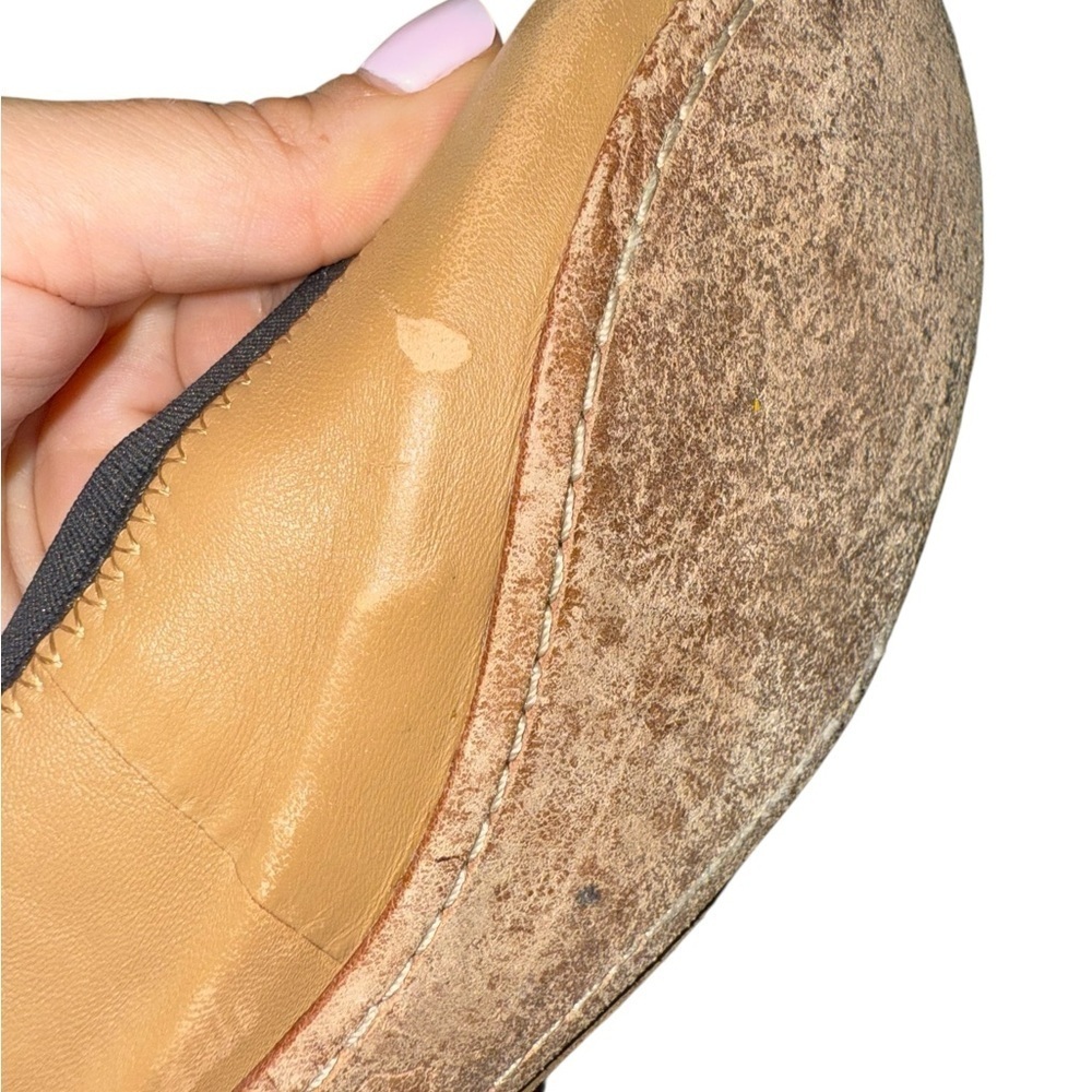 ▶️ Tory Burch ◀️ Caroline Ballet Flat Sand Gold/ Black logo flat shoes 8.5 - Picture 15 of 16